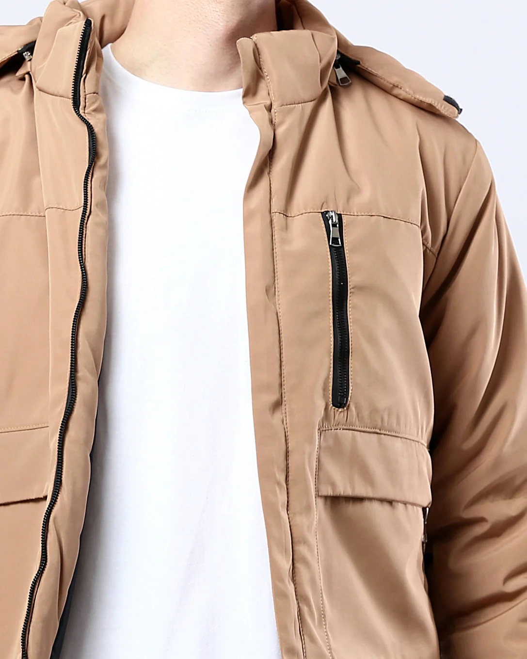 Ravin Men’s Padded Utility Hooded Jacket – Camel - O181759 - Image 4