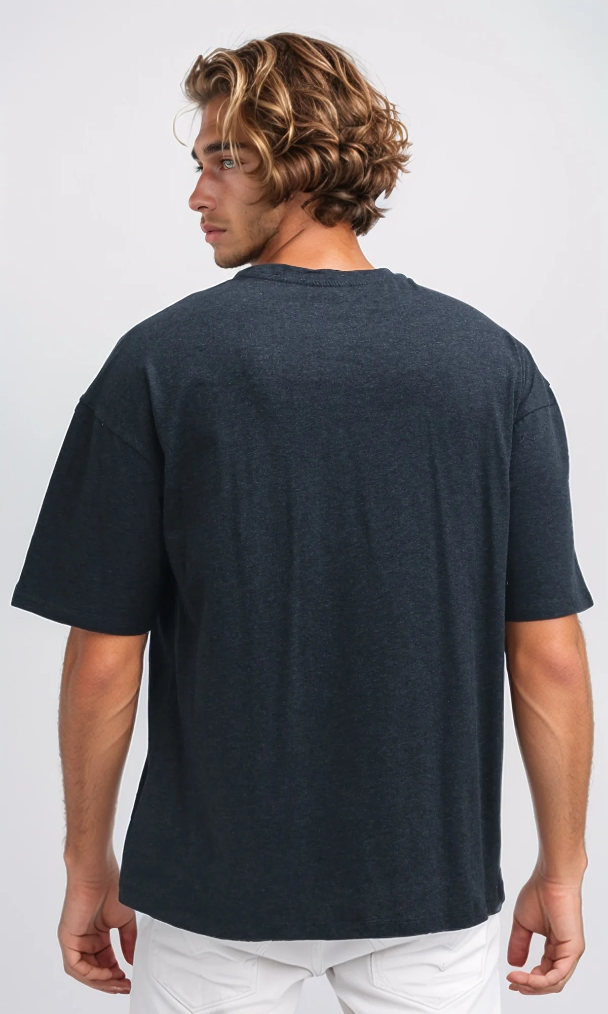 O182411 Heather Dark Grey Printed ''San Diego'' Cotton Tee - Image 3