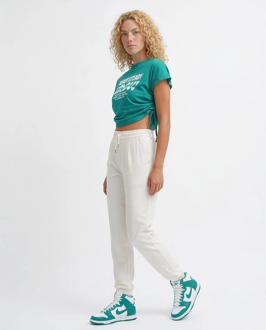 Ravin Teal Cropped Side-Tie Hoodie T-Shirt – "READY STEADY GROW" O182846 - Image 5