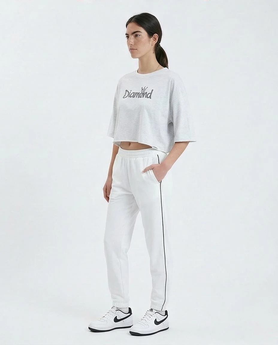 Ravin Women’s Diamond History Oversized Graphic Crop Top – Heather Grey - o189269 - Image 4