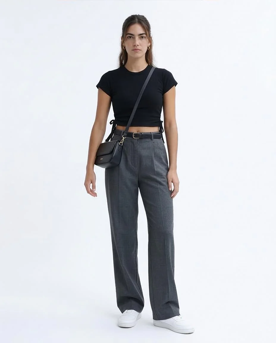 Ravin Cinch-Side Ribbed Crop Top - Black - O189729 - Image 3