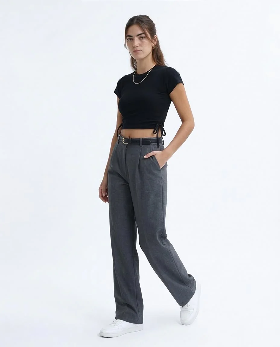 Ravin Cinch-Side Ribbed Crop Top - Black - O189729 - Image 5