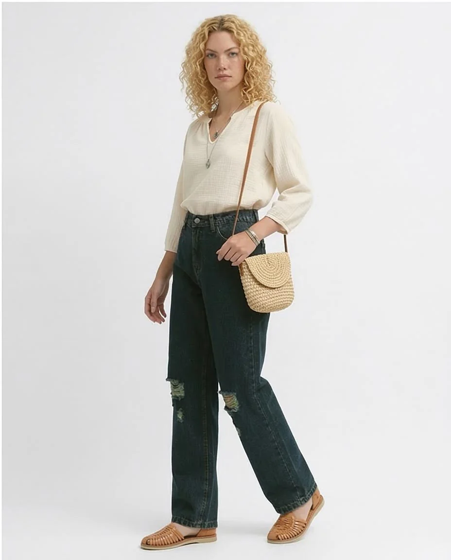 Ravin Dark Wash Distressed Wide-Leg Jeans - o191280 - Image 5