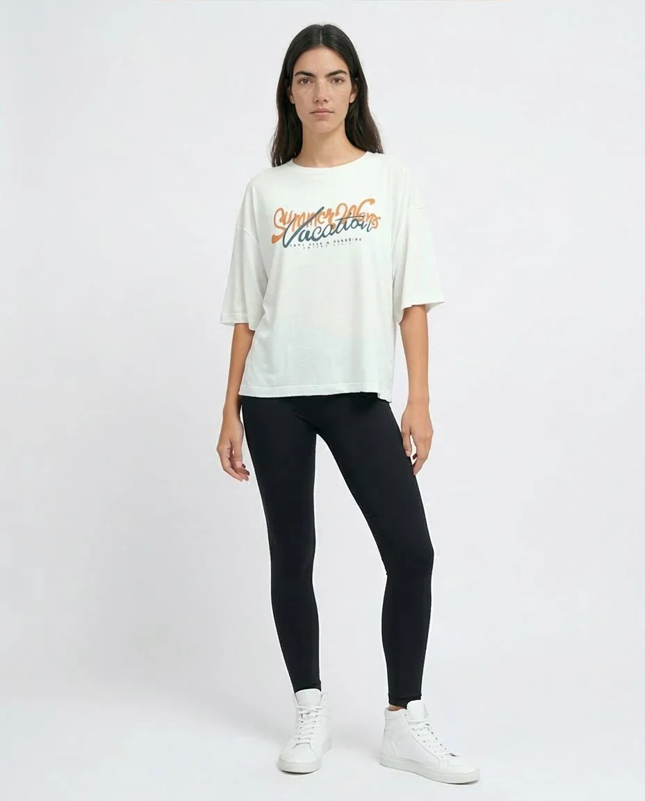 Ravin Oversized "Summer Waves" Graphic T-Shirt - White - O191883 - Image 3