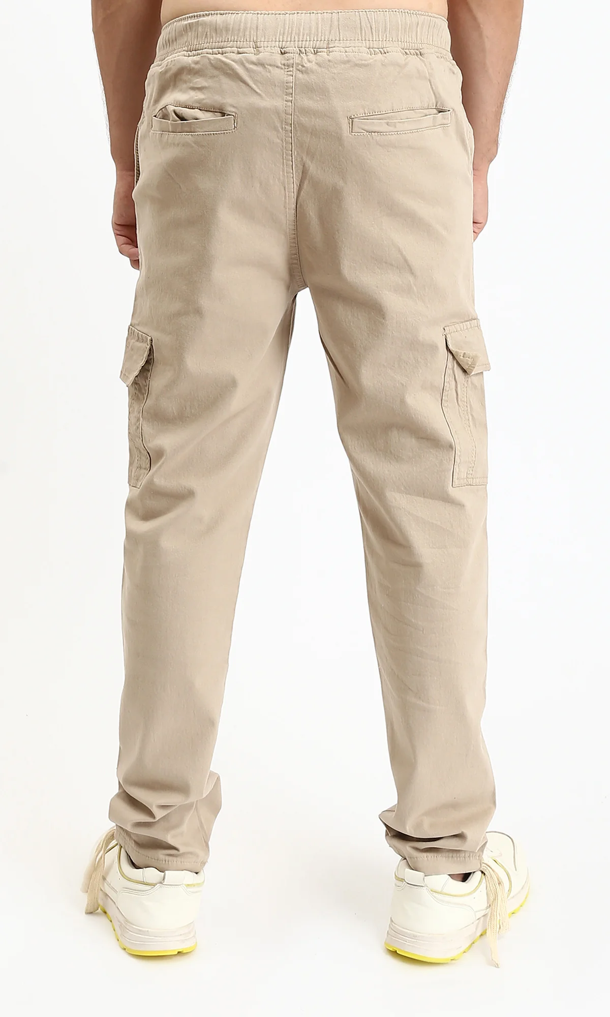 O192460 - Casual Cargo Pants with Elastic Waist - Dark Beige - Image 2