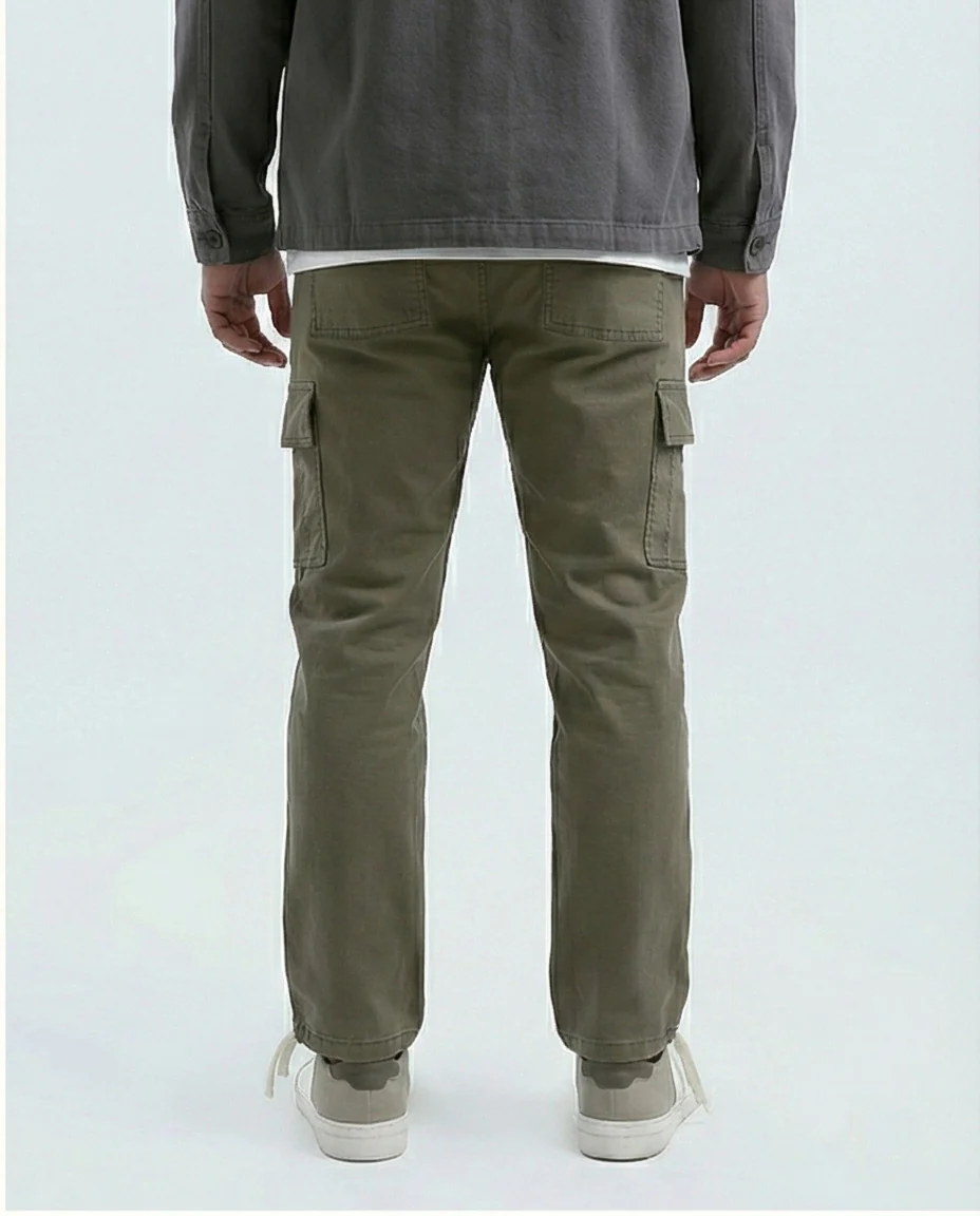 O192462 - Slip On Solid Cargo Pants - Light Brown - Image 2