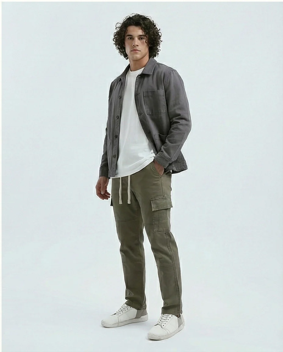 O192462 - Slip On Solid Cargo Pants - Light Brown - Image 4