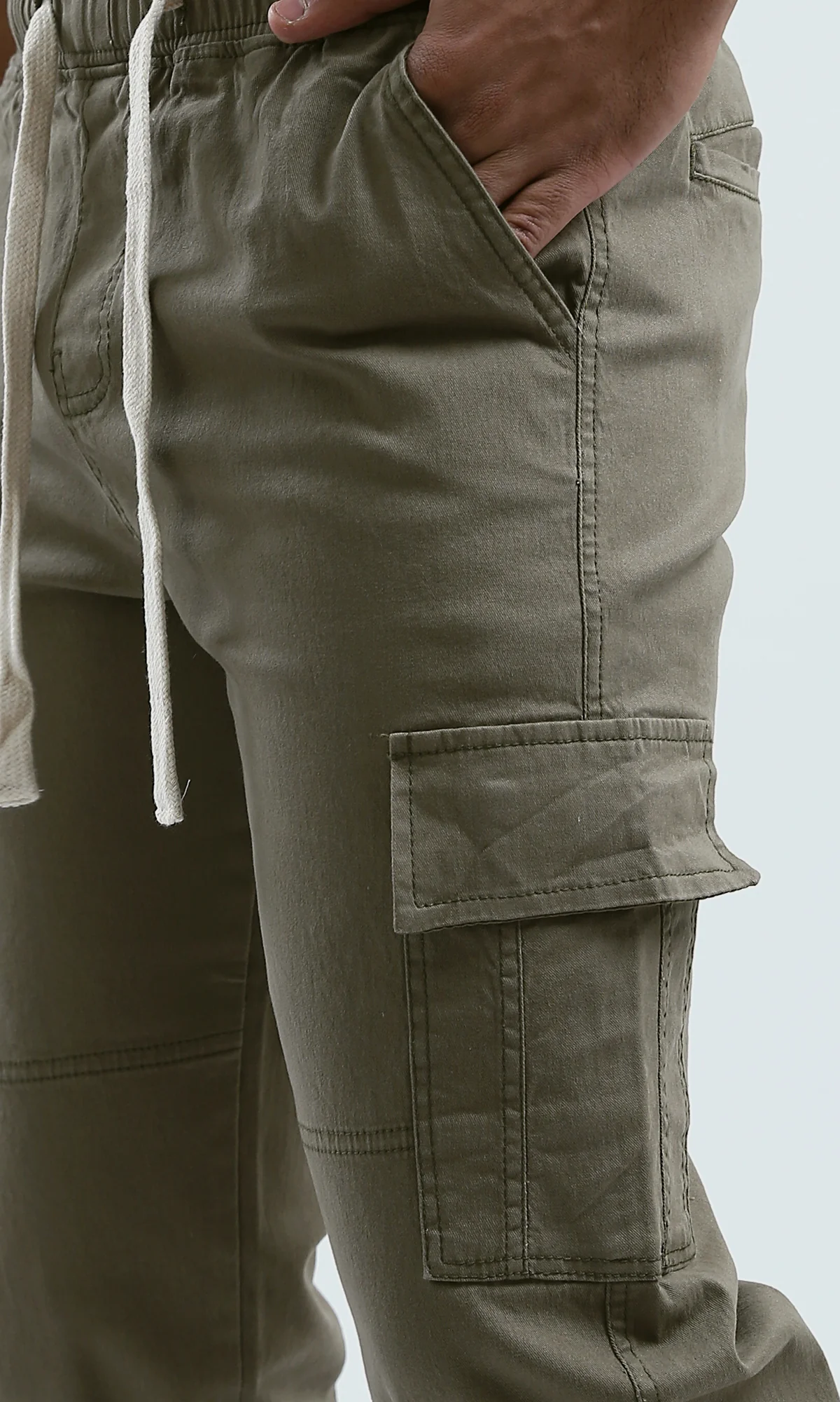 O192462 - Slip On Solid Cargo Pants - Light Brown - Image 5