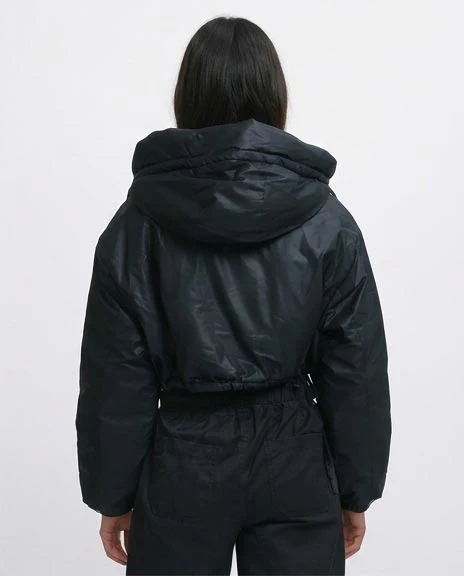RAVIN | Women’s Hooded Cropped Puffer Jacket - Black - O194935 - Image 2