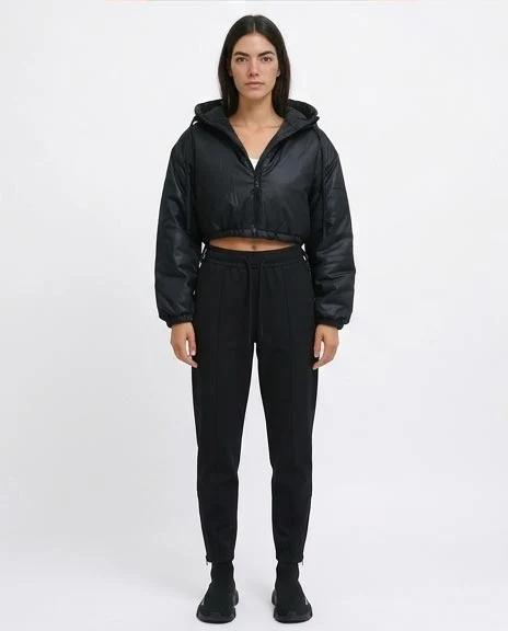 RAVIN | Women’s Hooded Cropped Puffer Jacket - Black - O194935 - Image 4