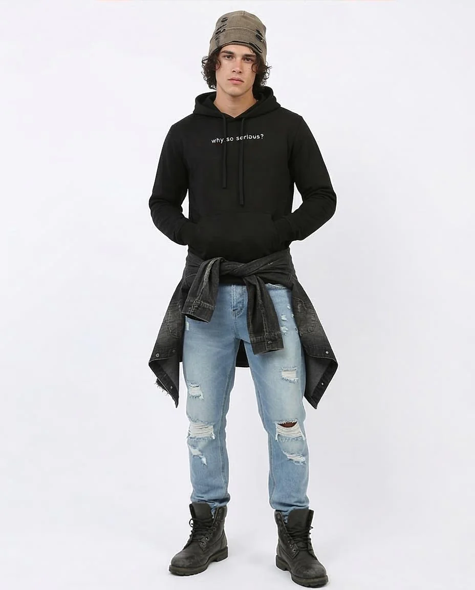 Ravin Men's "Why So Serious?" Graphic Hoodie – Black - O197331 - Image 3