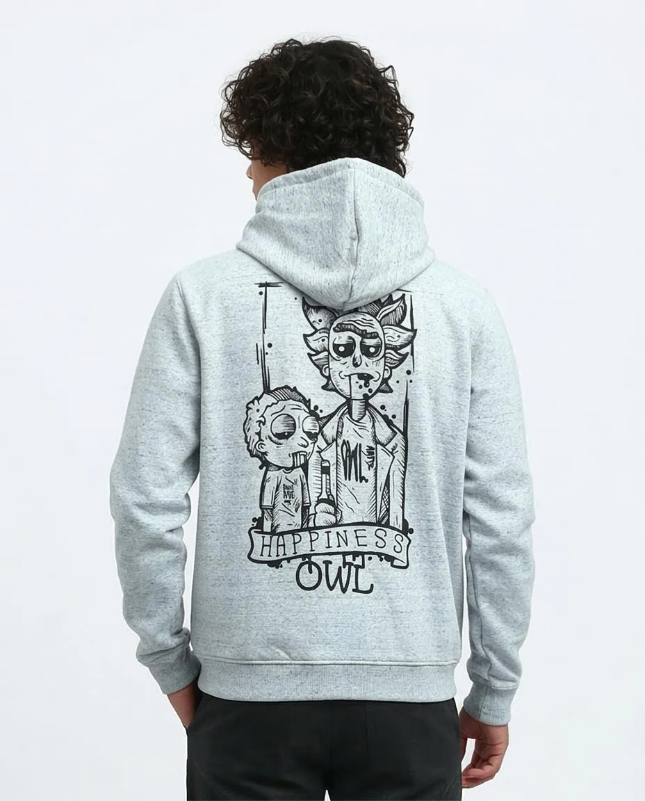Ravin x Rick and Morty "Happiness Owl" Heather Grey Graphic Hoodie - o197333 - Image 2