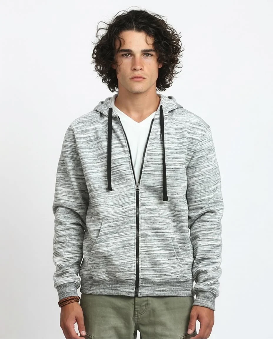 Ravin Men’s Space-Dye Zip-Up Hoodie – Heather Grey - o197337