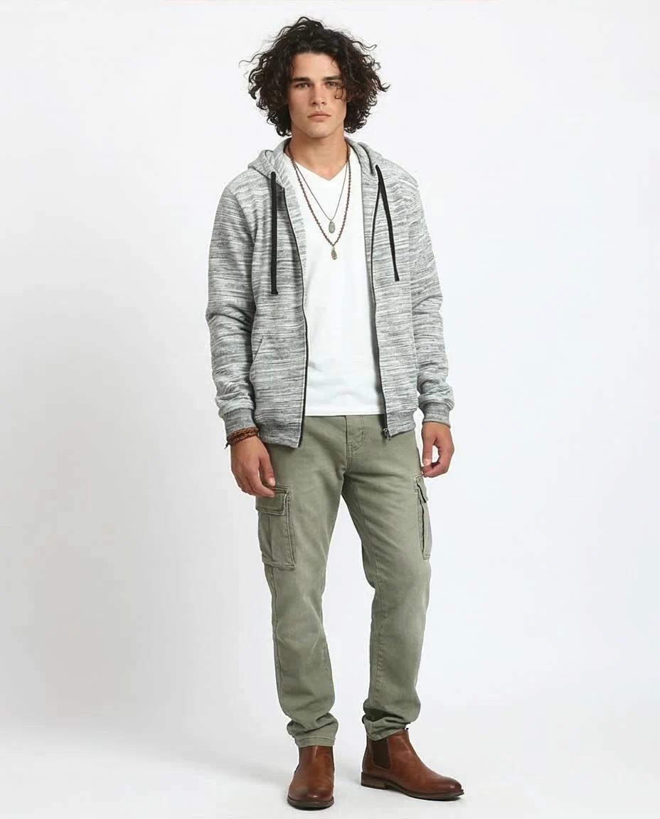 Ravin Men’s Space-Dye Zip-Up Hoodie – Heather Grey - o197337 - Image 3