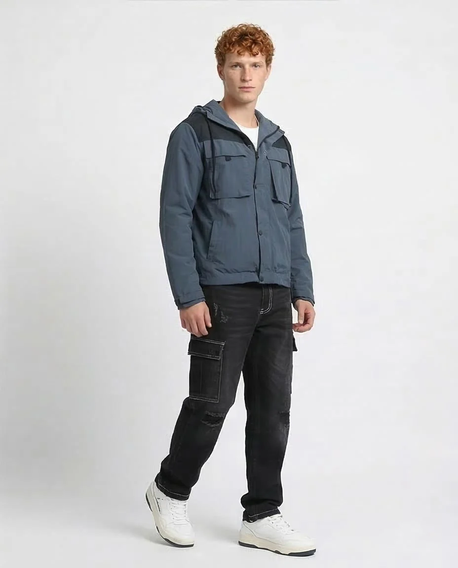 Ravin Men’s Hooded Utility Jacket – Color-Block - Dark Grey - O197498 - Image 5