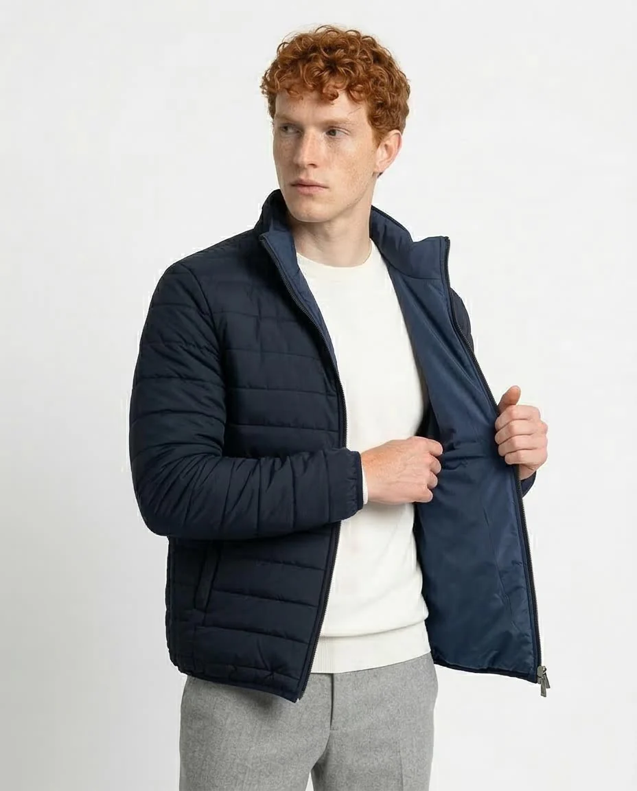 Ravin Men's Reversible Quilted Puffer Jacket - Navy - O197507
