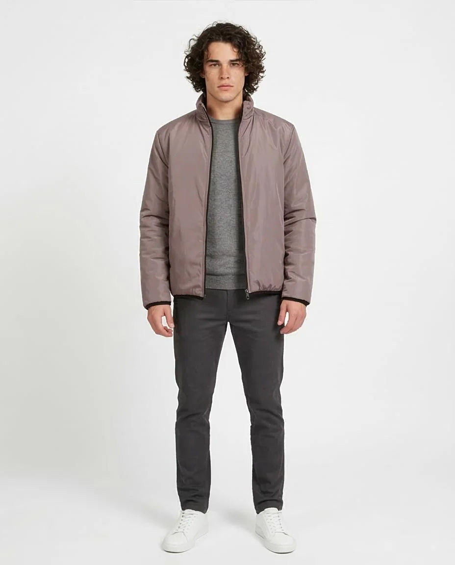 Ravin Men's Reversible Quilted Puffer Jacket - Dark Brown & Taupe - O197508 - Image 3