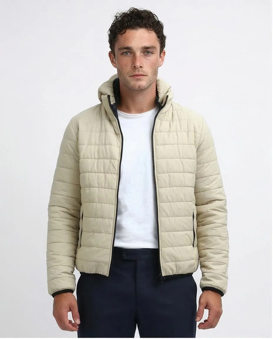 Ravin Men’s Lightweight Hooded Puffer Jacket – Sand Beige - o197522