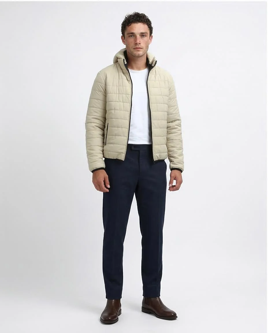Ravin Men’s Lightweight Hooded Puffer Jacket – Sand Beige - o197522 - Image 3