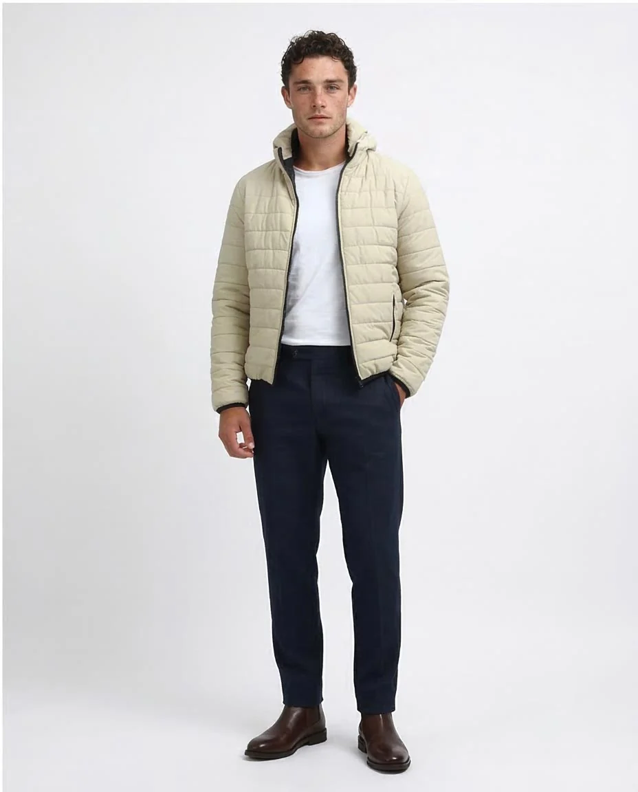 Ravin Men’s Lightweight Hooded Puffer Jacket – Sand Beige - o197522 - Image 5