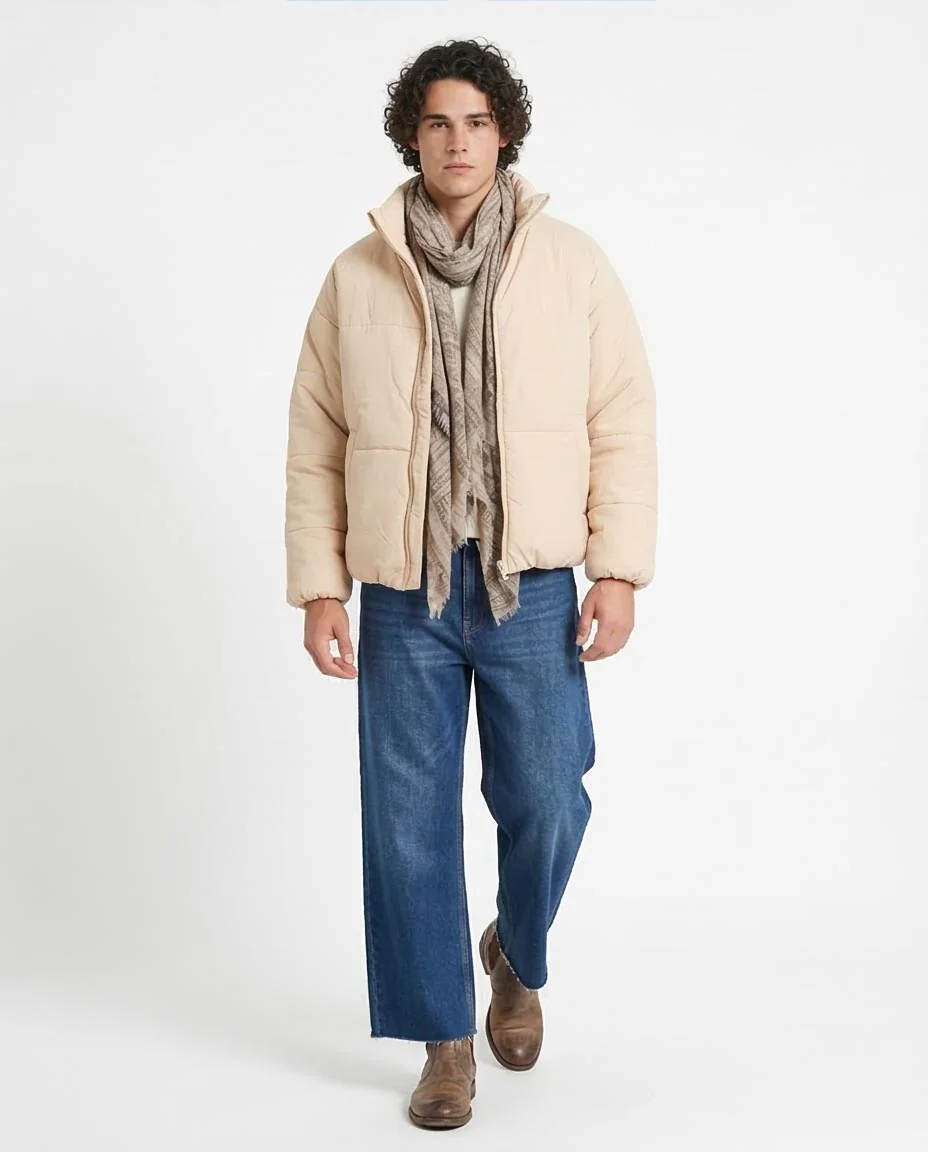 Ravin | Men’s Relaxed Puffer Jacket – Oatmeal Cream - O197526 - Image 3