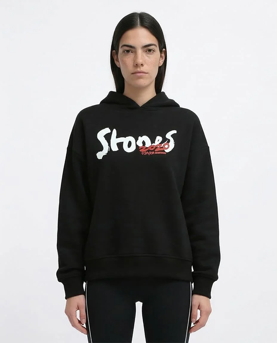 Ravin × The Rolling Stones 2020 USA/CA Tour Oversized Graphic Hoodie – Black - o197572