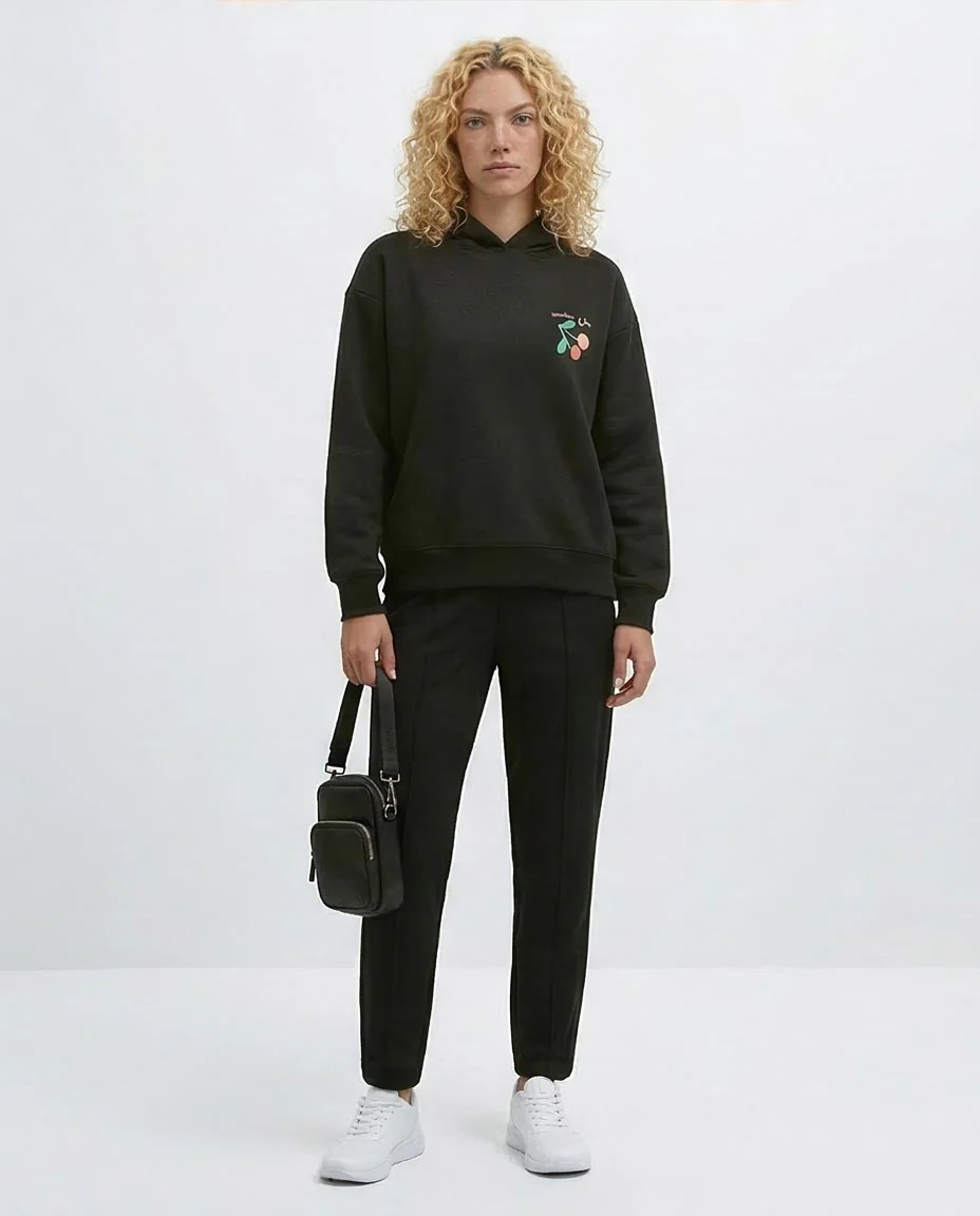 Ravin Heartbeat Rhythm Graphic Oversized Hoodie – Black - o197590 - Image 3