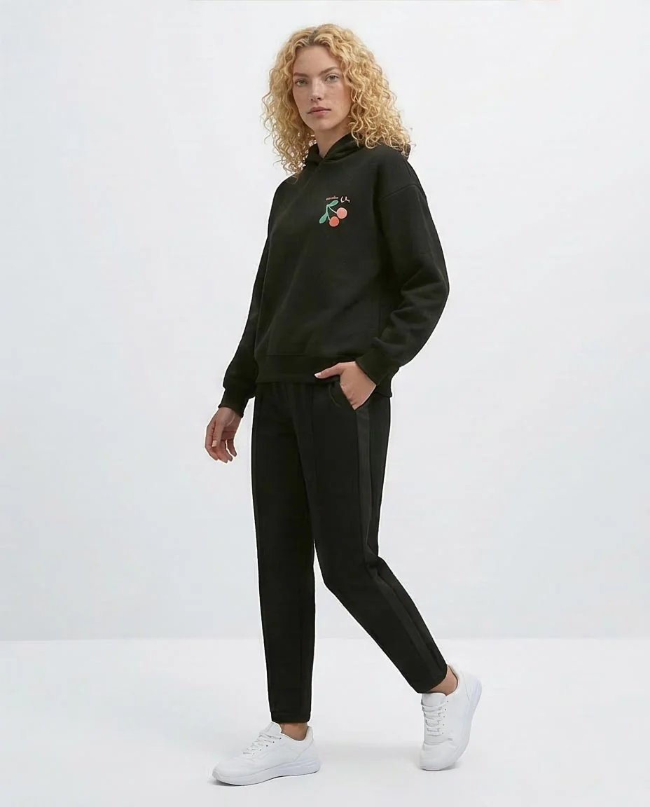 Ravin Heartbeat Rhythm Graphic Oversized Hoodie – Black - o197590 - Image 5