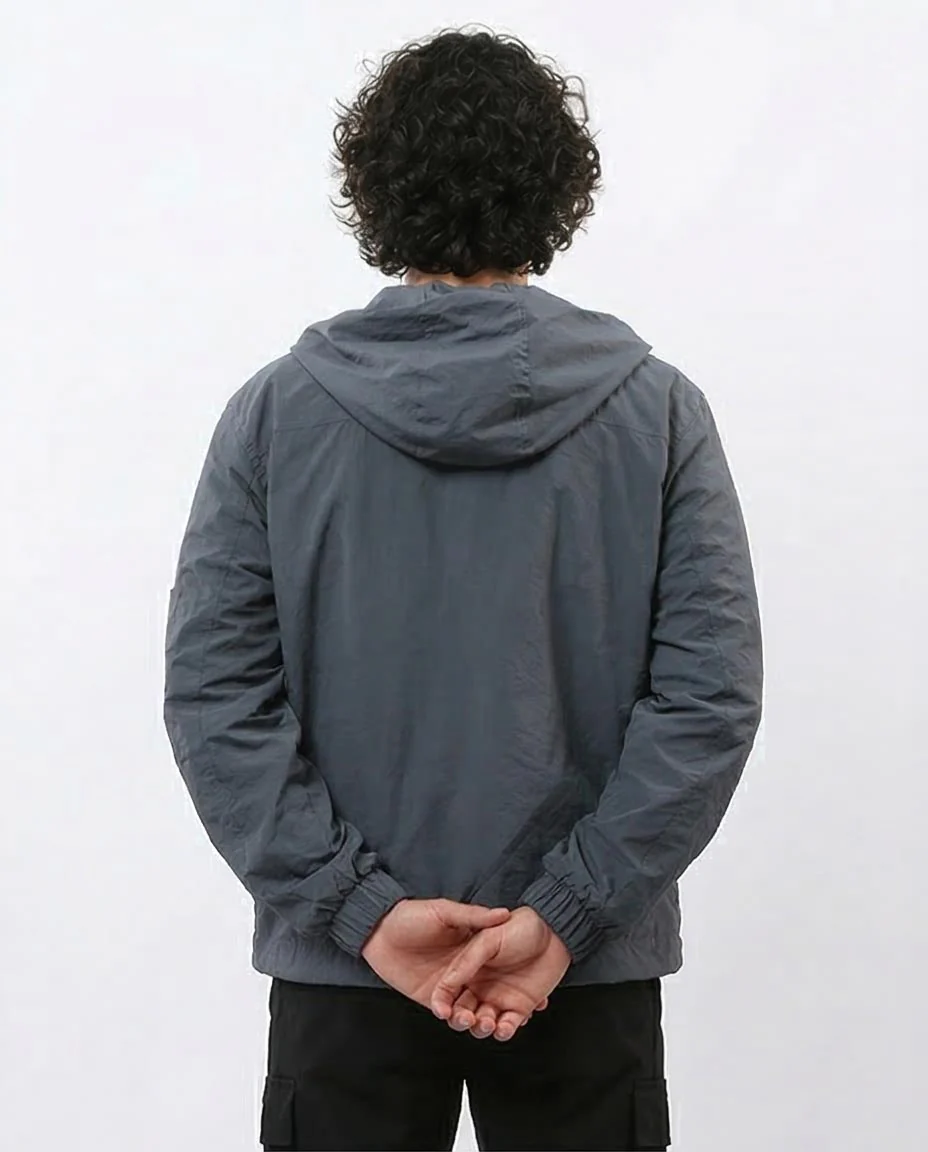 RAVIN Lightweight Tech-Nylon Hooded Windbreaker - Dark Grey - o197939 - Image 2