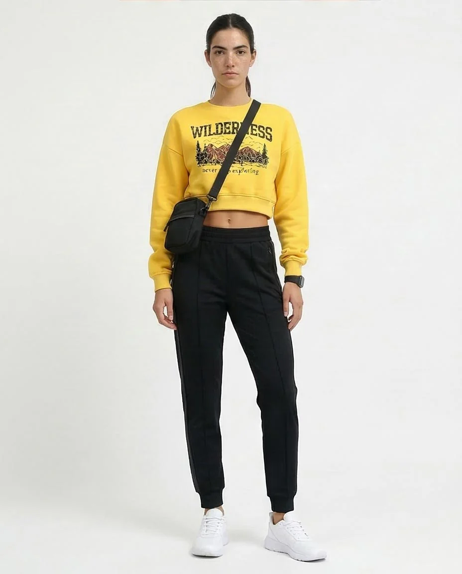 Ravin Wilderness Graphic Cropped Sweatshirt - Yellow - o198166 - Image 3