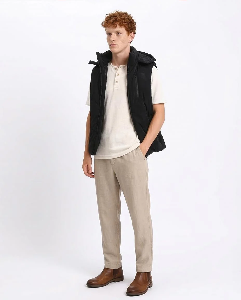 Ravin Men's Chevron-Quilted Puffer Vest with Detachable Hood - Black - O198261 - Image 5