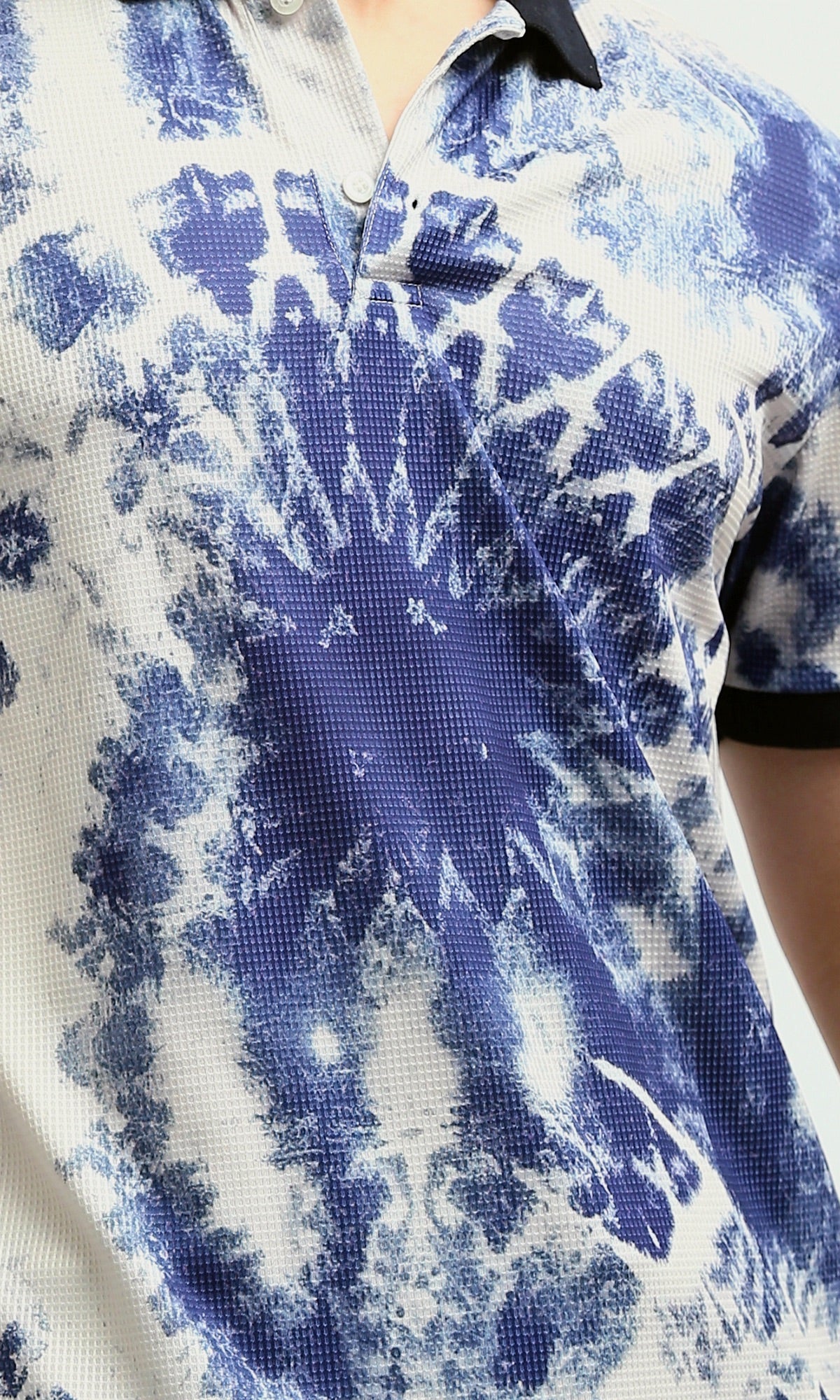 O198432 - Tye Dye Polo Shirt With Amazing Black Turn Down Coller - Multicolor - Image 4