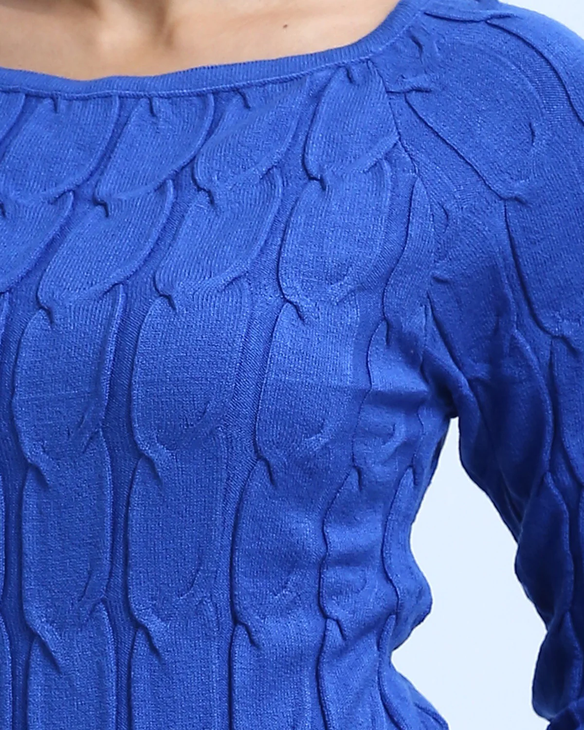 Ravin Women's Cable-Knit Boat Neck Sweater – Royal Blue - O198494 - Image 4