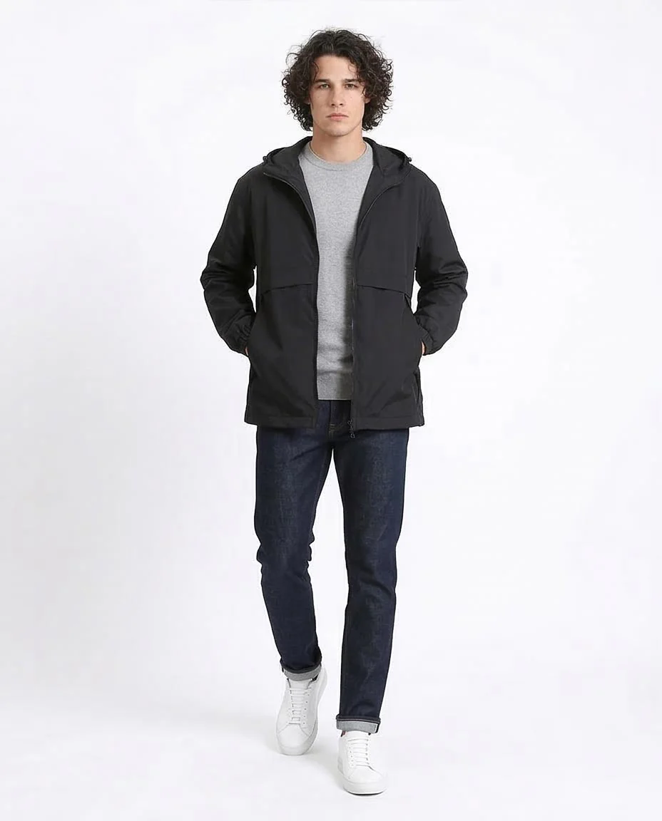 Ravin Men's Technical Windbreaker Jacket – Matte Black Lightweight Hooded Outerwear - O198510 - Image 5