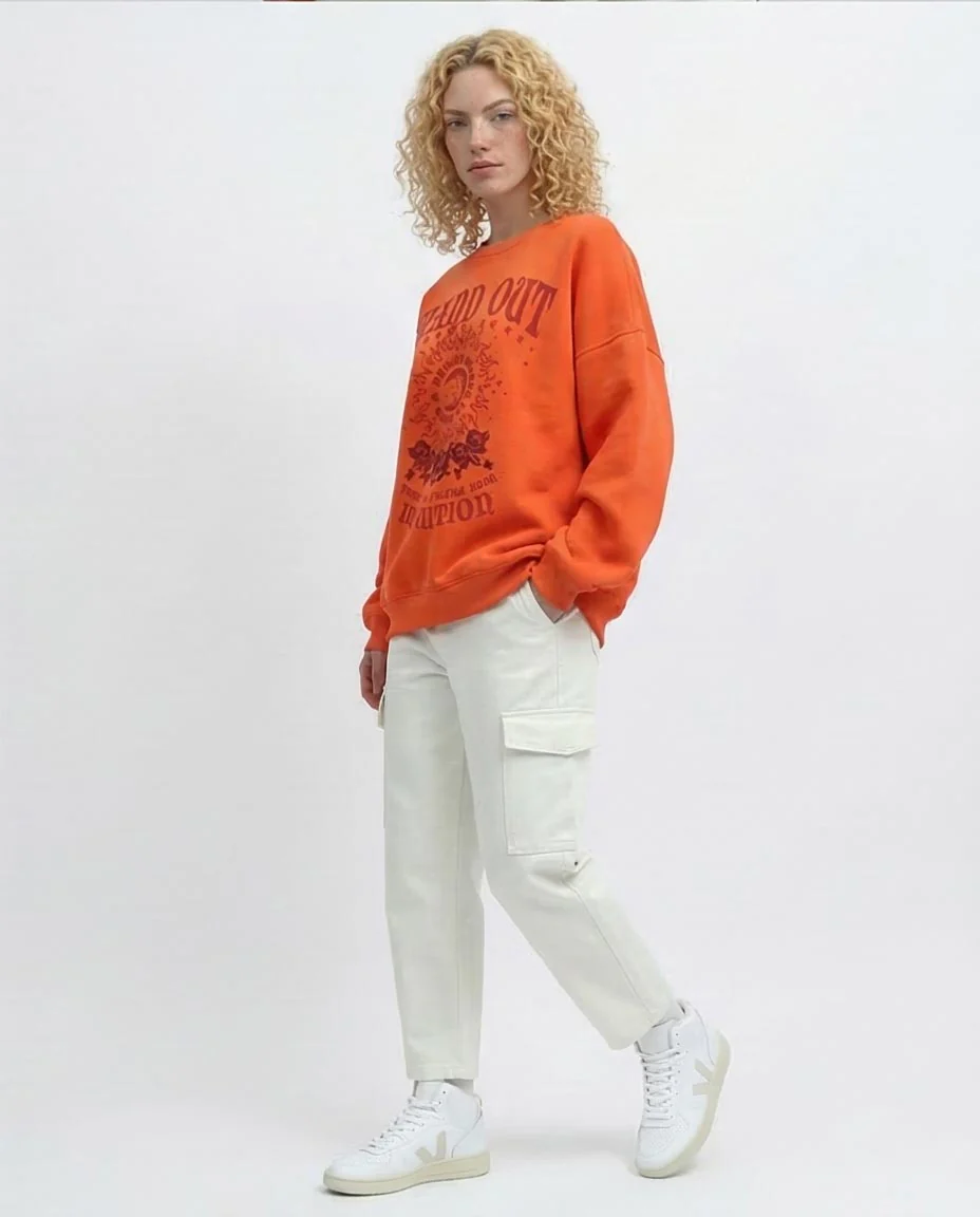 Ravin Women’s Oversized "Stand Out" Graphic Sweatshirt – Orange Speckle - o198530 - Image 5