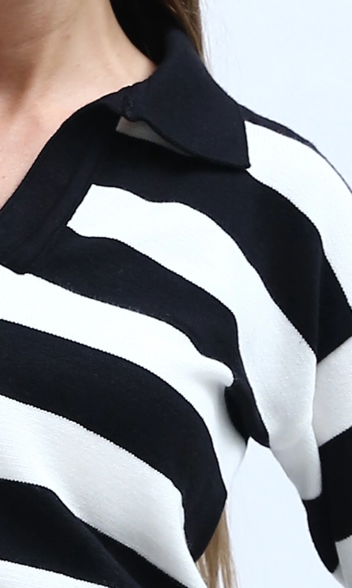 Ravin Striped Knit Cropped Polo Sweater - o198698 - Image 3