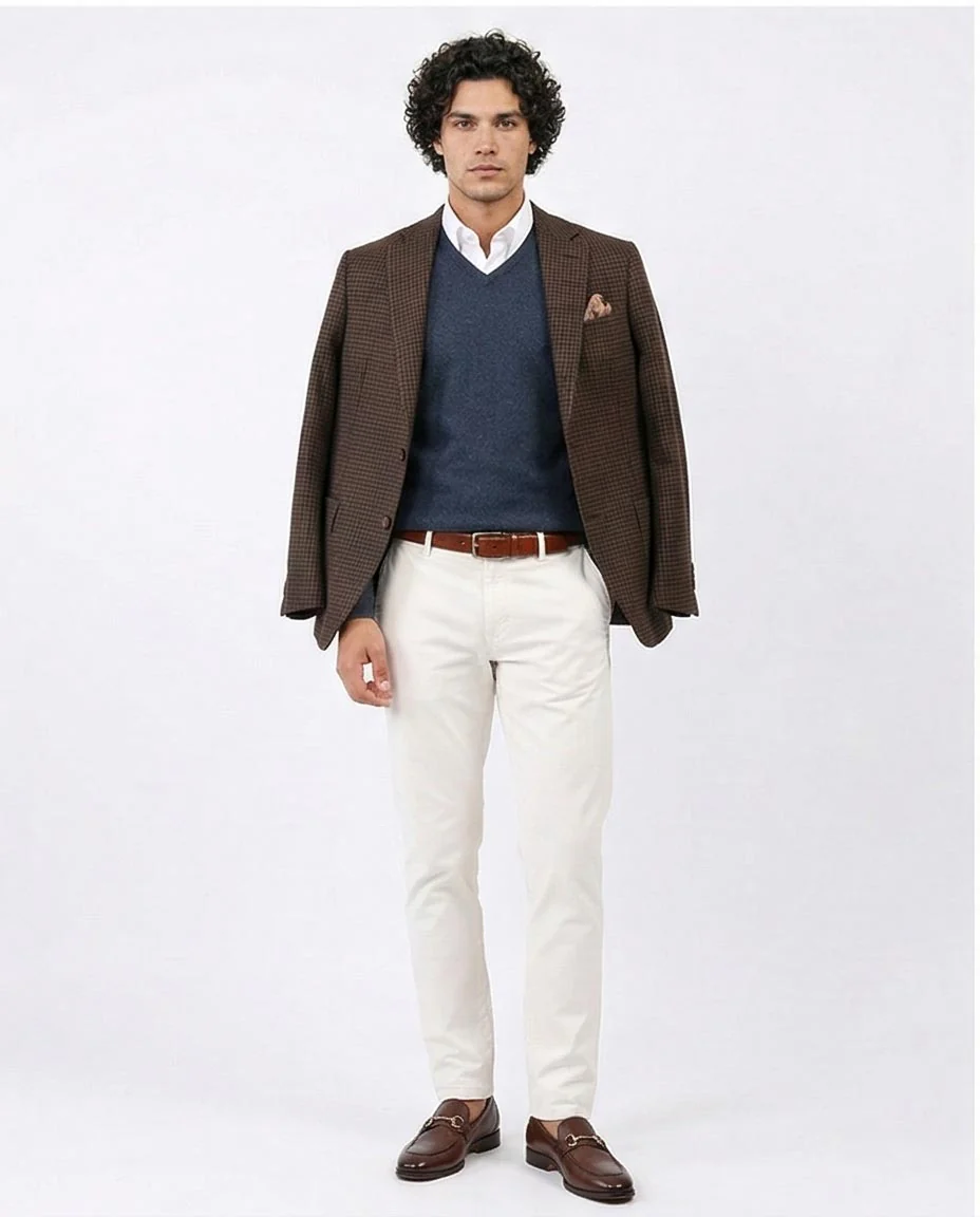 Ravin Men’s Timeless Speckled V-Neck Knit Sweater – Navy - o198789 - Image 4