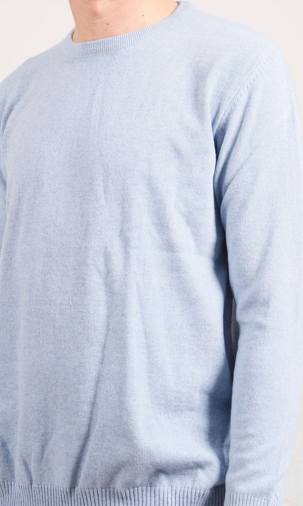 O198793-O198793 - Lightweight Knit Pullover - Sky Blue - Image 3