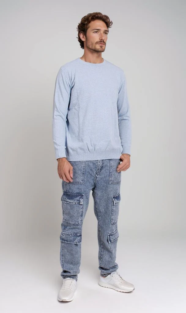 O198793-O198793 - Lightweight Knit Pullover - Sky Blue - Image 5