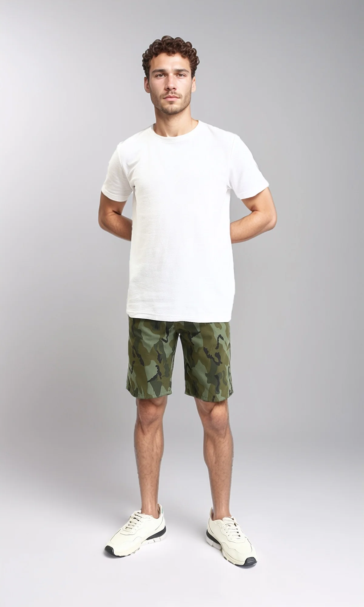 O199081 - Camouflage Regular Fit Summer Shorts - Olive & Dark Green - Image 4