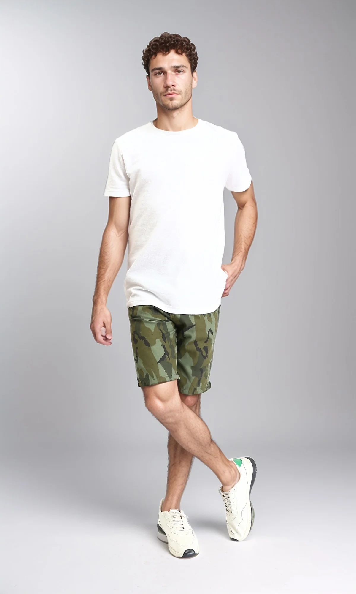 O199081 - Camouflage Regular Fit Summer Shorts - Olive & Dark Green - Image 5
