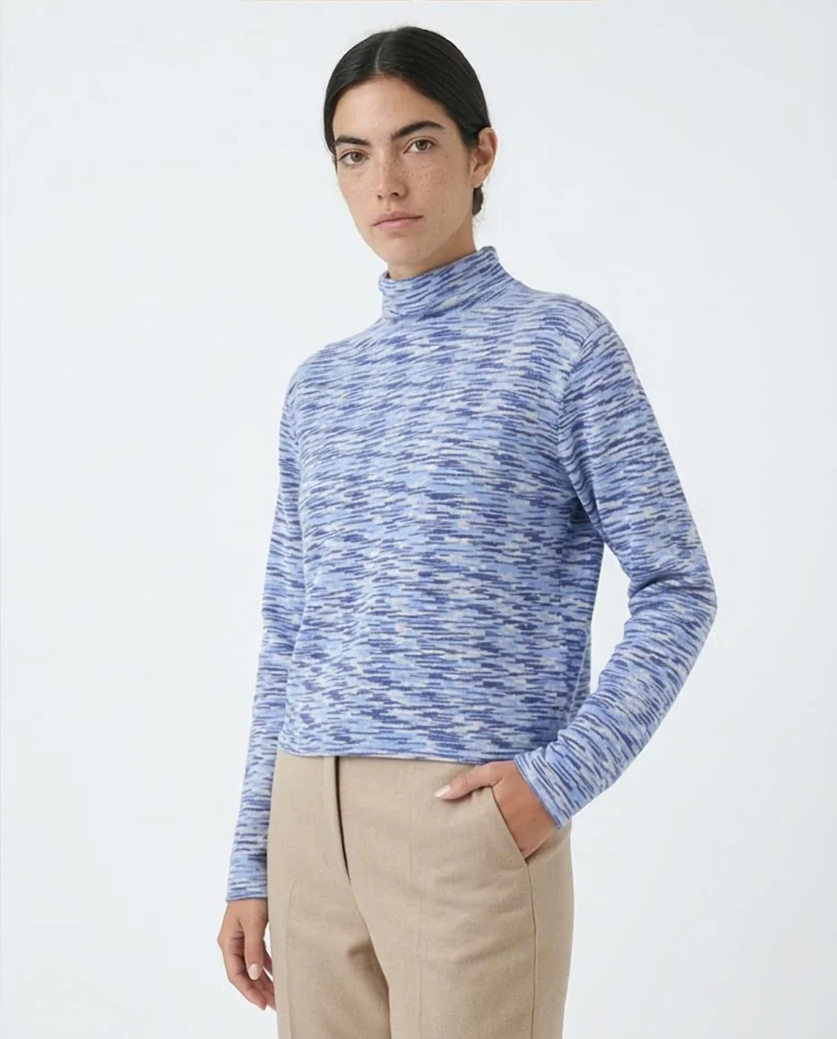 Ravin | Women’s Marled Mock-Neck Knit Sweater – Azure Mix - O199086 - Image 5