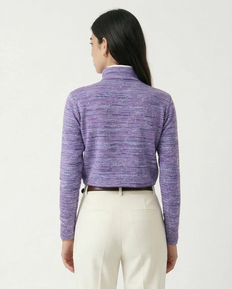 Ravin Women's Space-Dye Mock-Neck Cropped Knit Top - Purple Multi - O199088 - Image 2