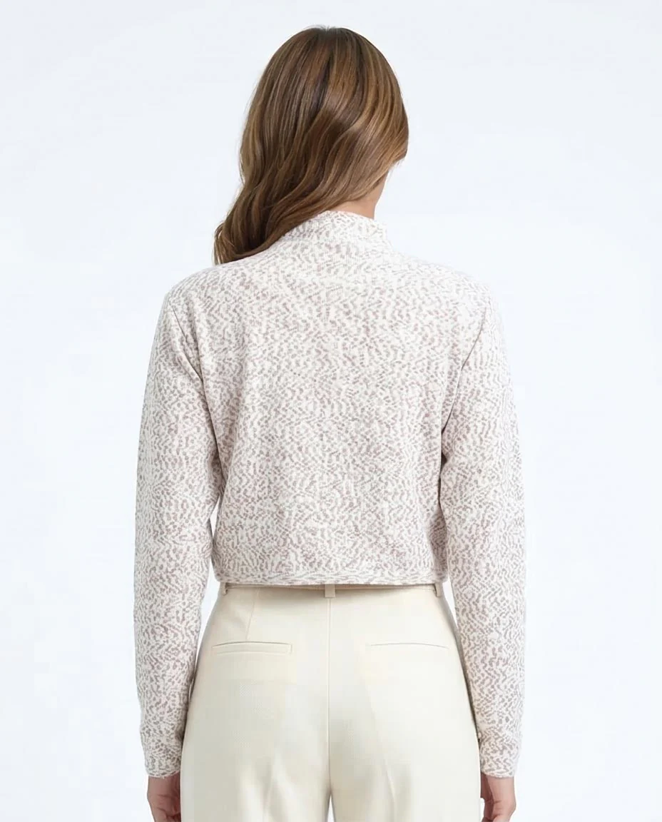 Ravin Marled Mock-Neck Cropped Knit Sweater in Beige/Tan - o199089 - Image 2