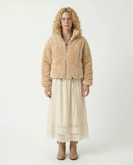 Ravin Women's Paneled Faux-Fur Cropped Jacket – Warm Camel - o199091 - Image 3