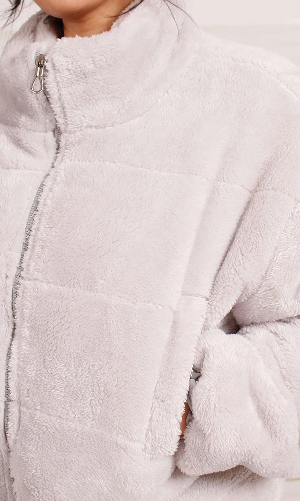 Ravin Women's Quilted Sherpa Puffer Jacket – Light Grey - O199093 - Image 4