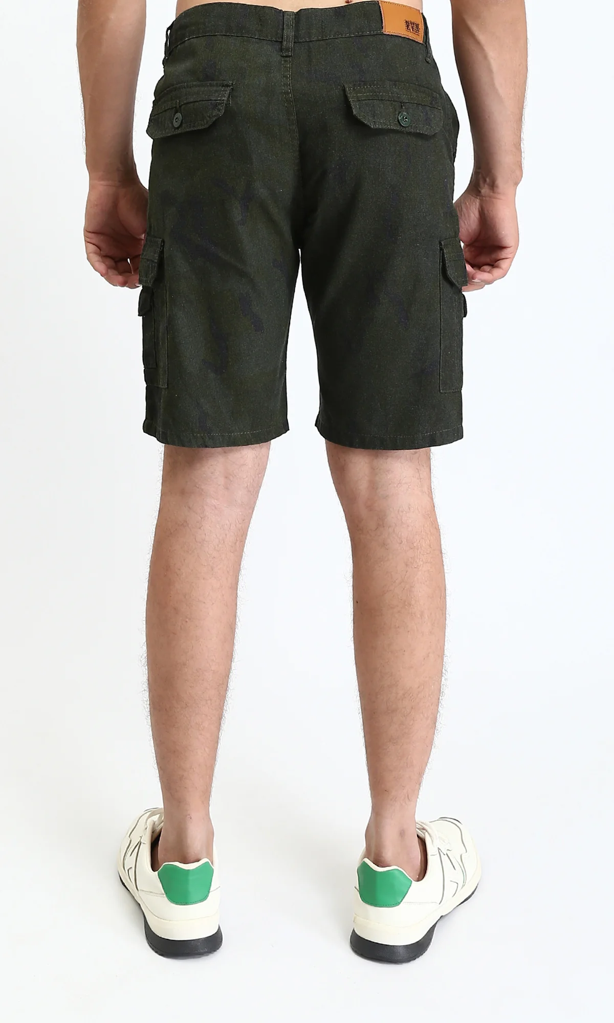 O199148 - Solid Regular Fit Summer Shorts - Dark Olive - Image 2