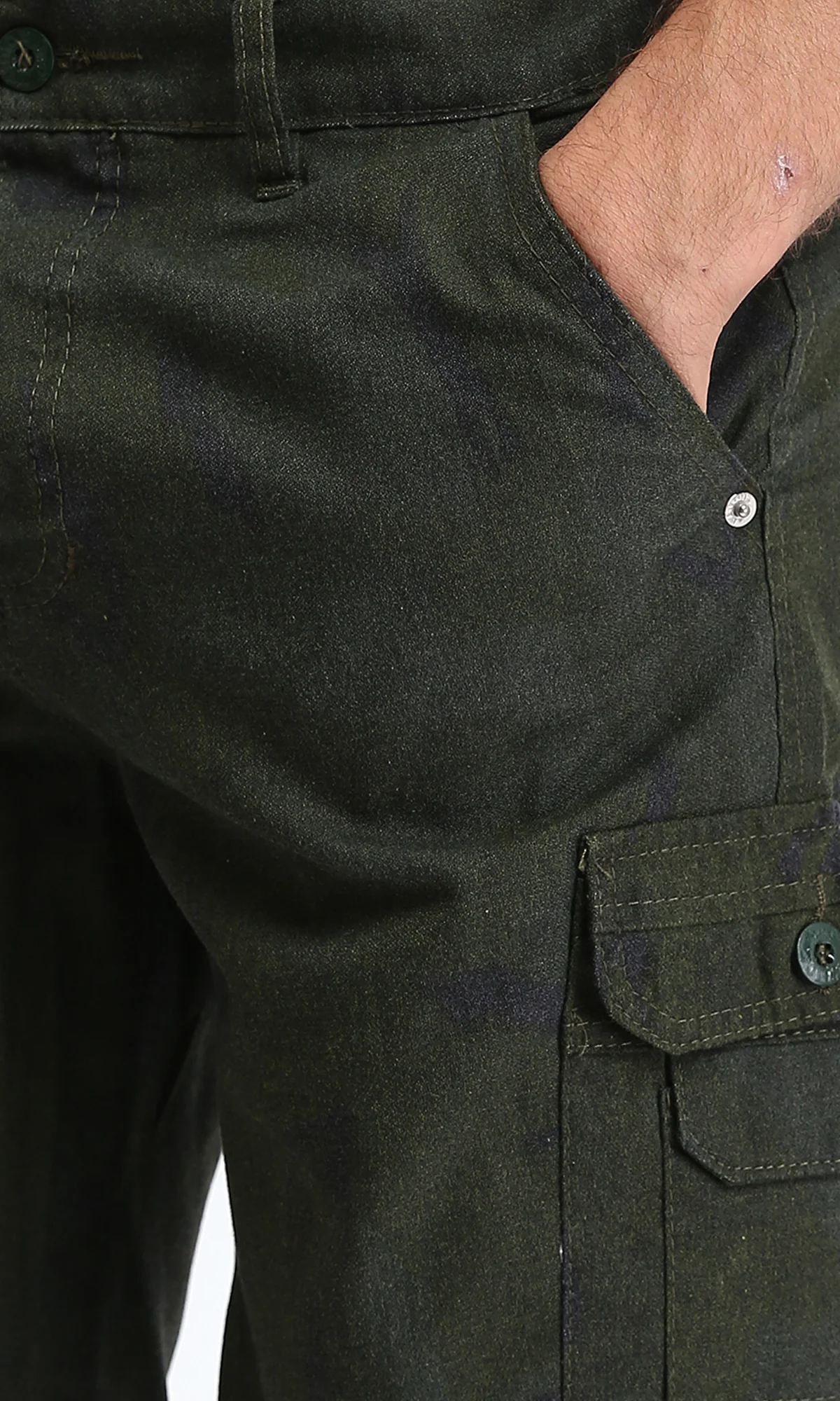 O199148 - Solid Regular Fit Summer Shorts - Dark Olive - Image 3