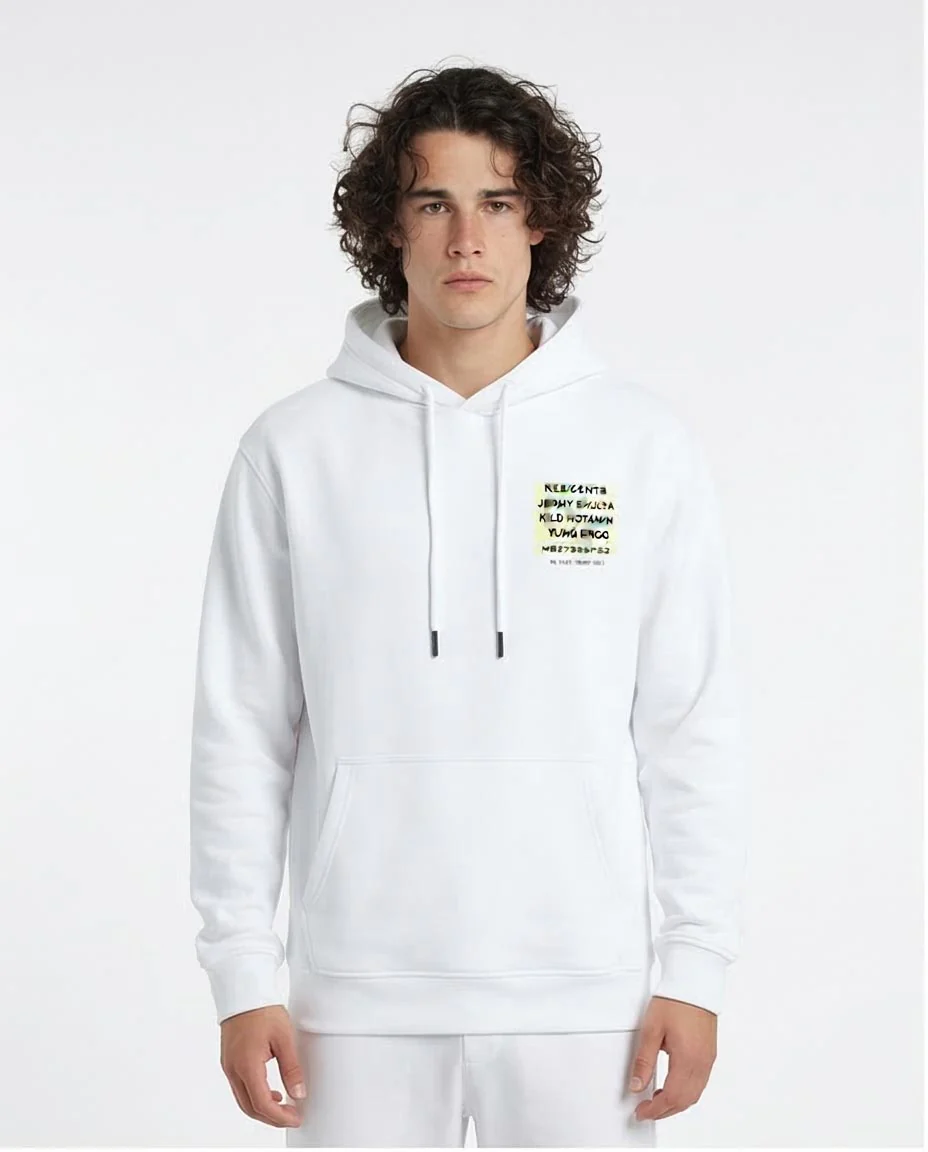Ravin "Line Up" Graphic Streetwear Hoodie in White - o199168