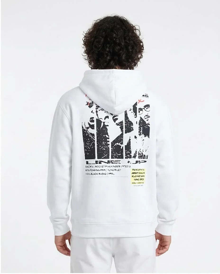 Ravin "Line Up" Graphic Streetwear Hoodie in White - o199168 - Image 2